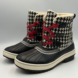 Sorel Tivoli Boots Waterproof Boots Houndstooth Black White Womens 7 Checkered